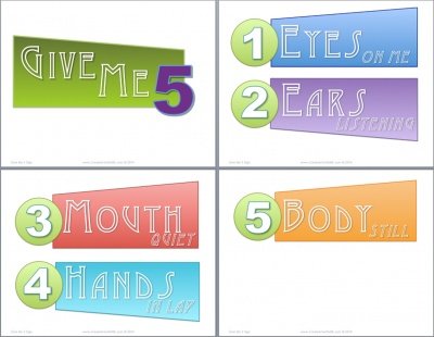 Give me 5 Classroom management Printable sign