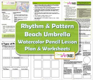 Rhythm Beach Umbrella Watercolor Pencil Lesson Updated 2015 - more worksheets