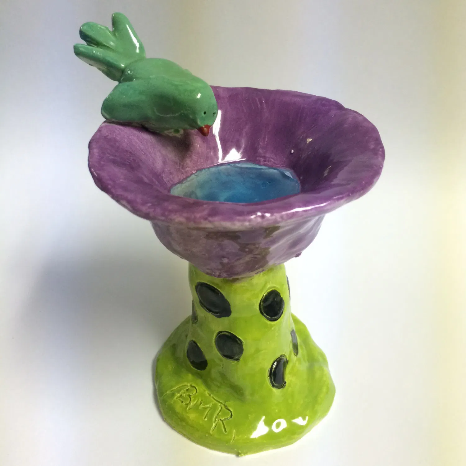 Download mini bird bath clay with glass beads - Create Art with ME