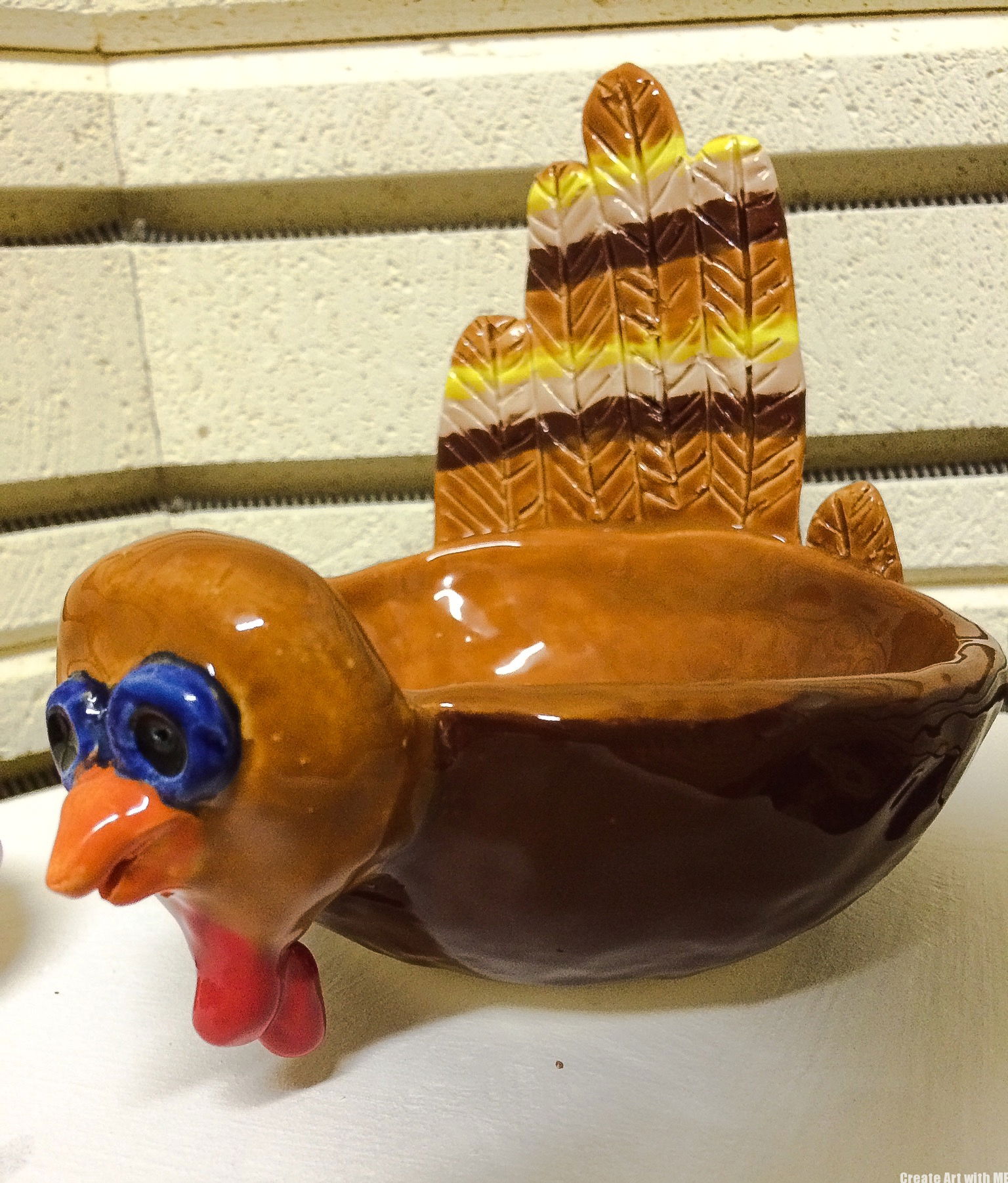 ceramic turkey bowl